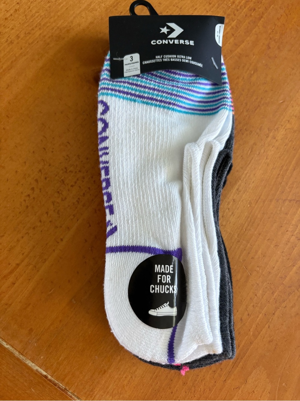 Converse Half Cushion Ultra Low Women’s Socks, Size 5-10, 3-Pack, NWT